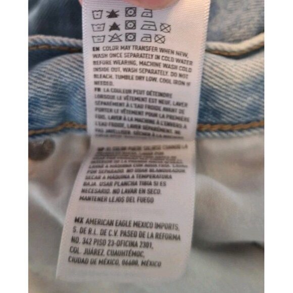 American Eagle Womens Size 2 Blue Jeans 26x30 Mom Jeans Custom Bleached Distress - Picture 7 of 7